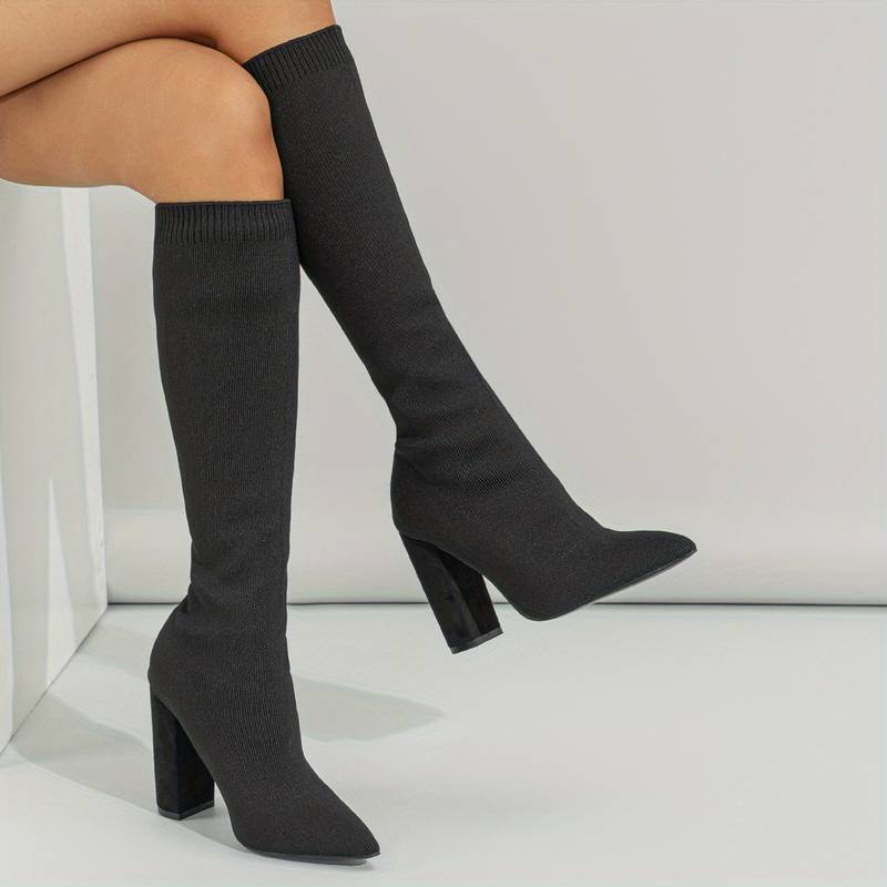 Women’s Block Heel Sock Boots Stylish Comfortable Fit