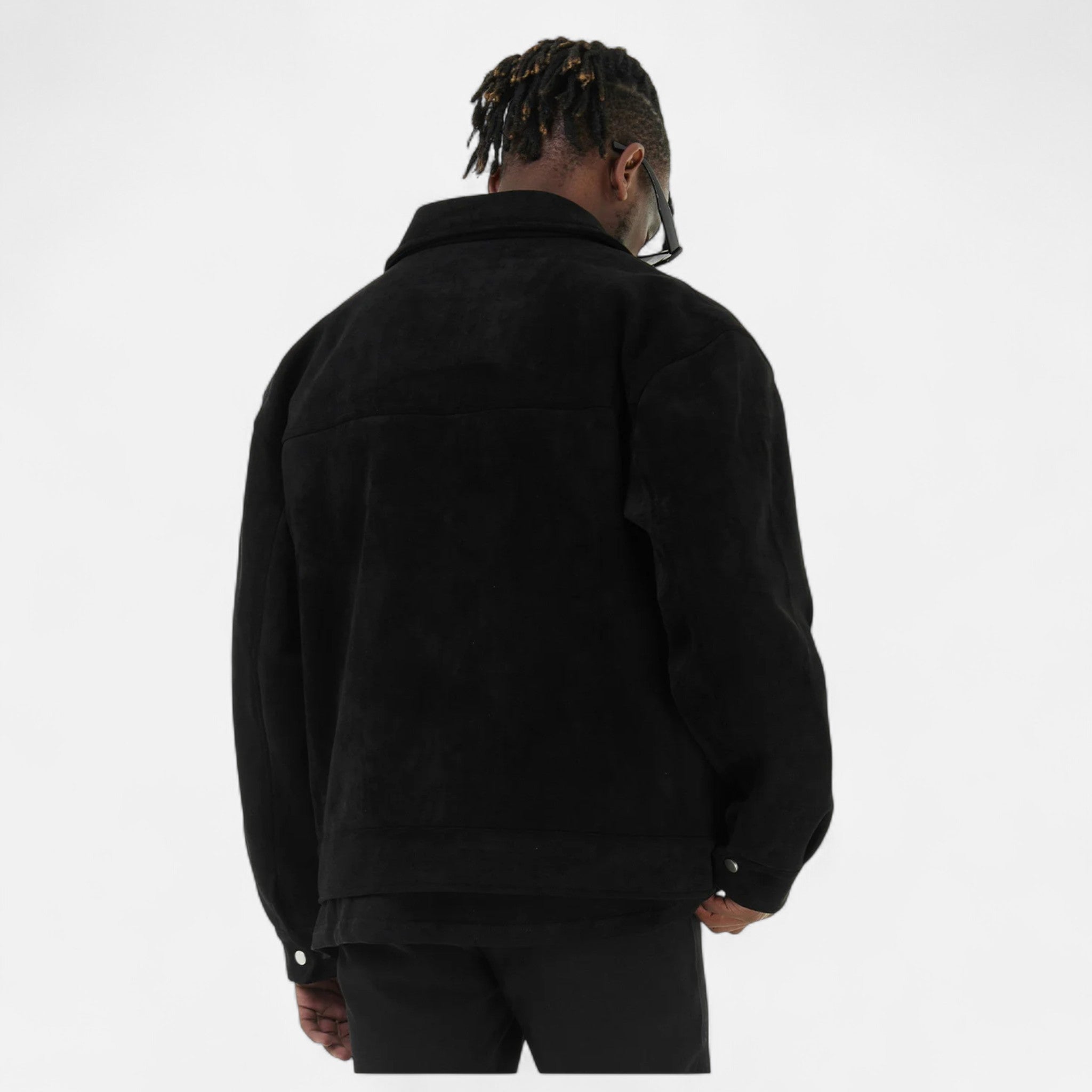 Refined Street-Inspired Collar Loose-Fit Suede Jacket for Men