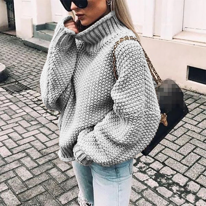 Women’s Turtleneck Chunky Knit Jumper Warm Relaxed Fit Style