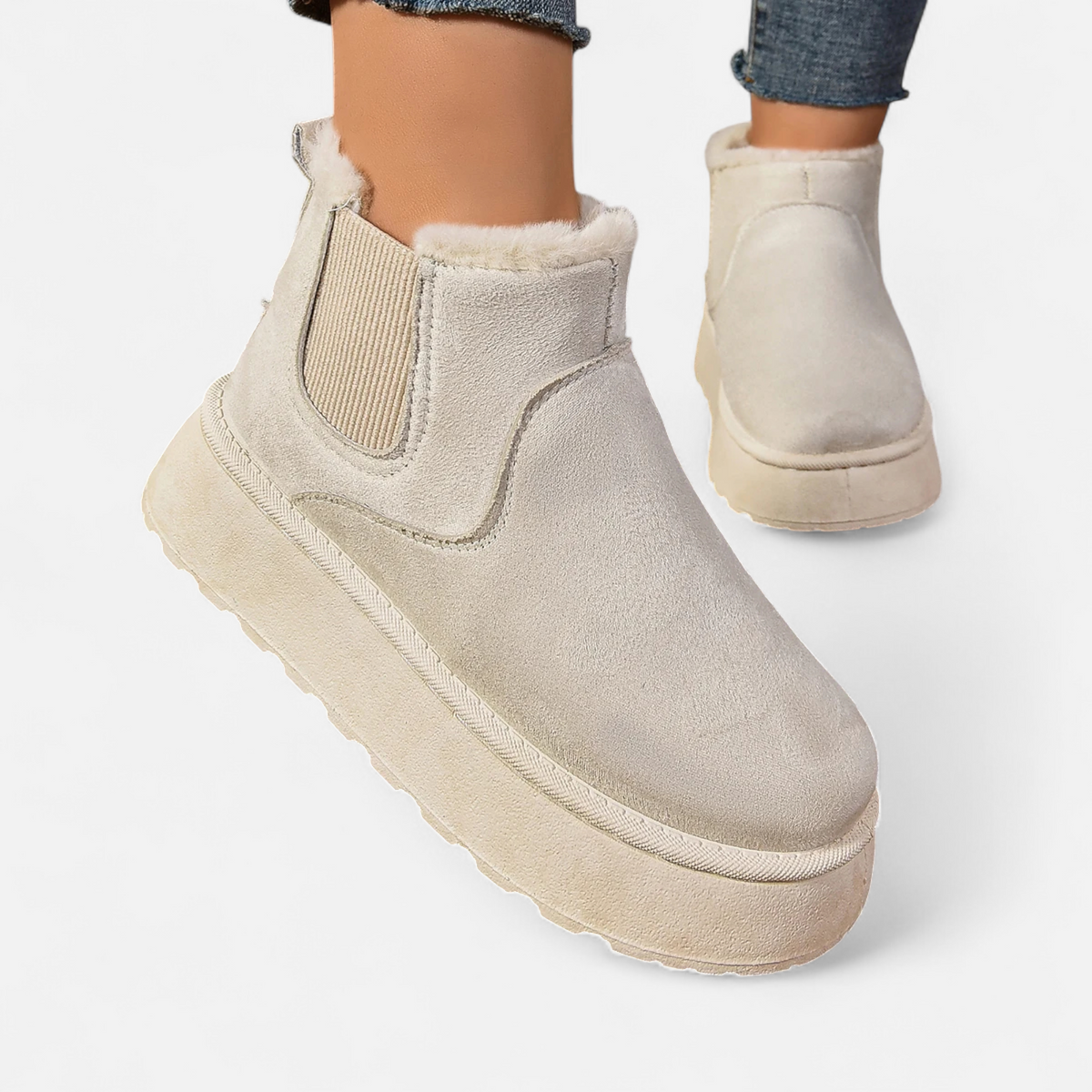 Timeless Cosy Seasonal Chelsea Plush Platform Ankle Boots for Women