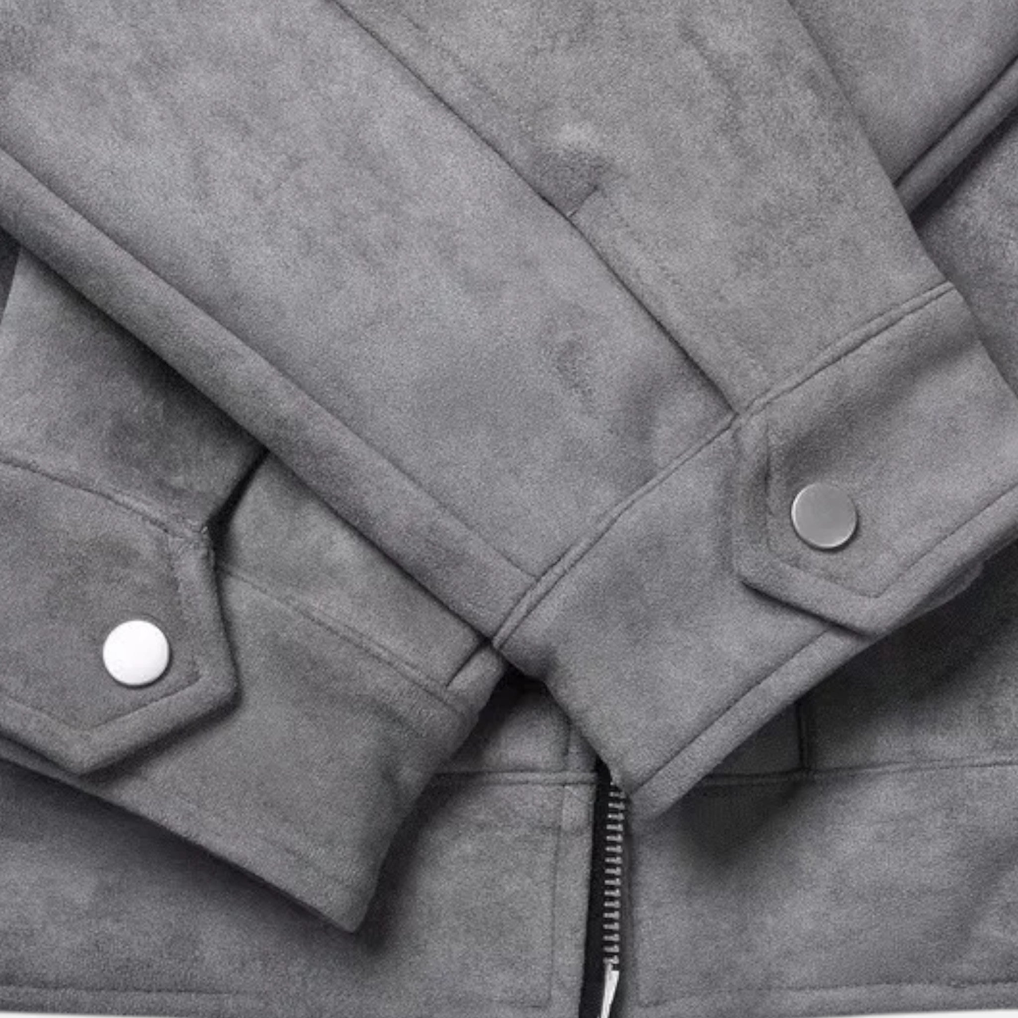 Refined Street-Inspired Collar Loose-Fit Suede Jacket for Men