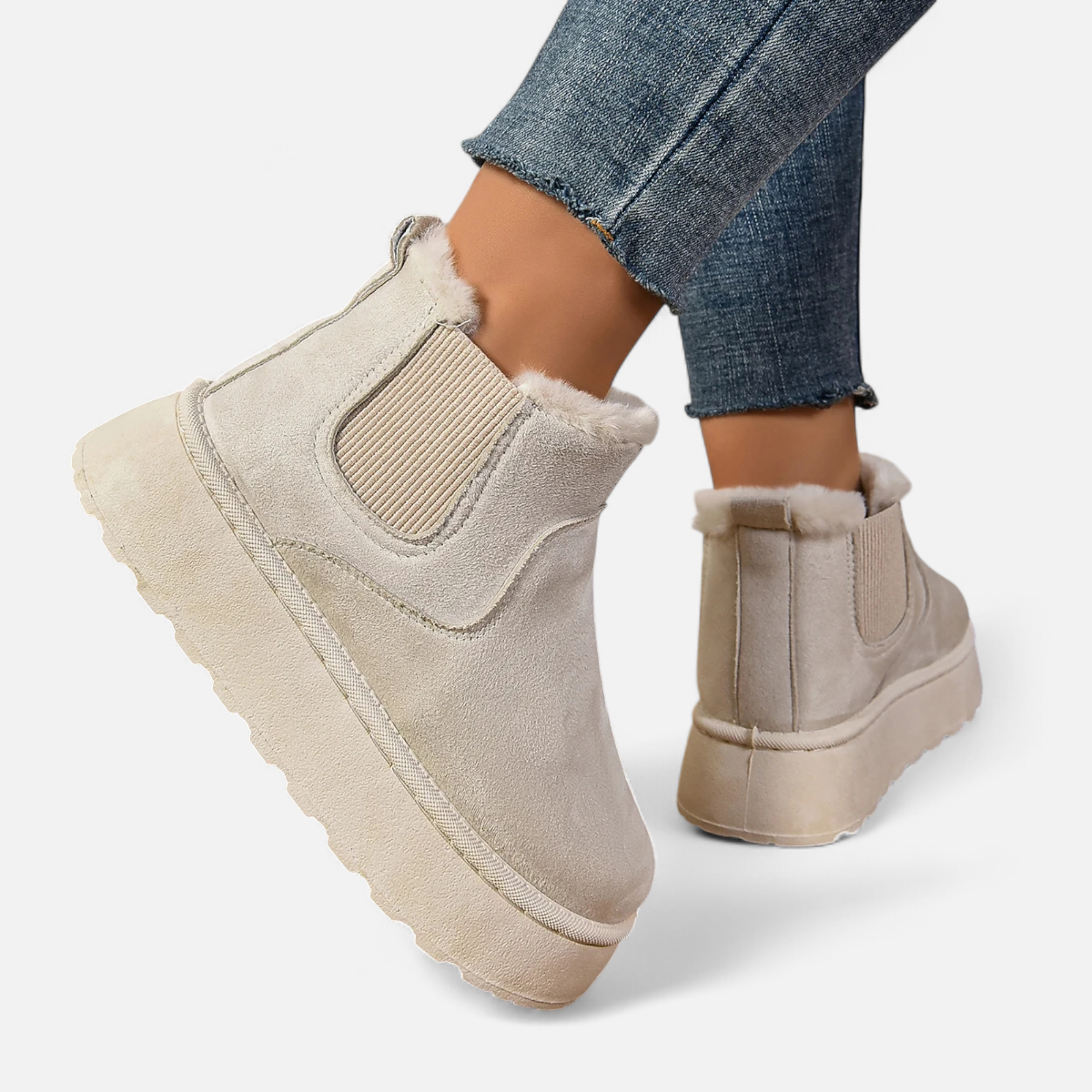 Timeless Cosy Seasonal Chelsea Plush Platform Ankle Boots for Women