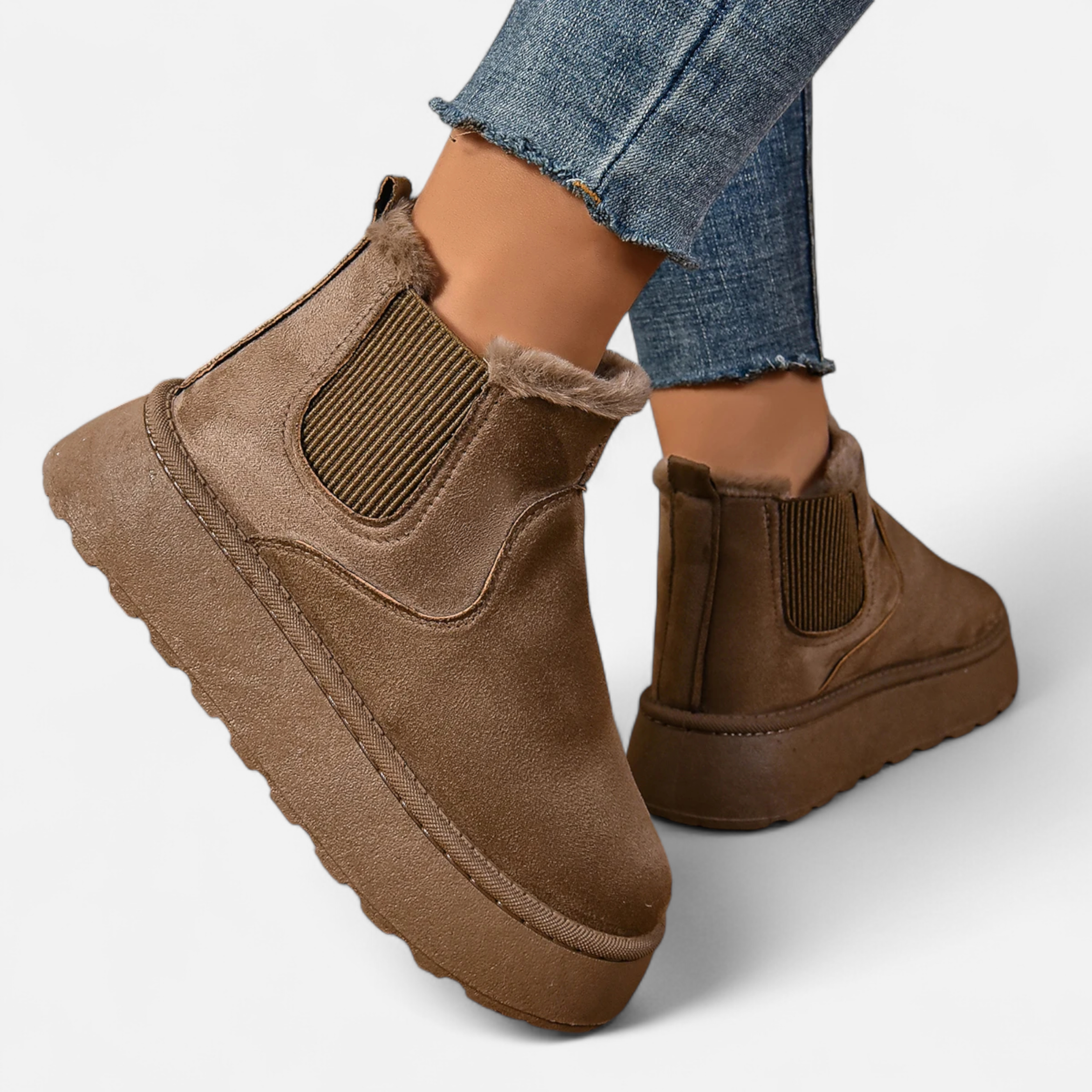 Timeless Cosy Seasonal Chelsea Plush Platform Ankle Boots for Women