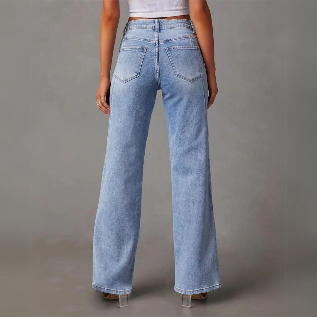 Women’s Fashion Relaxed Fit Streetwear Wide Leg Jeans