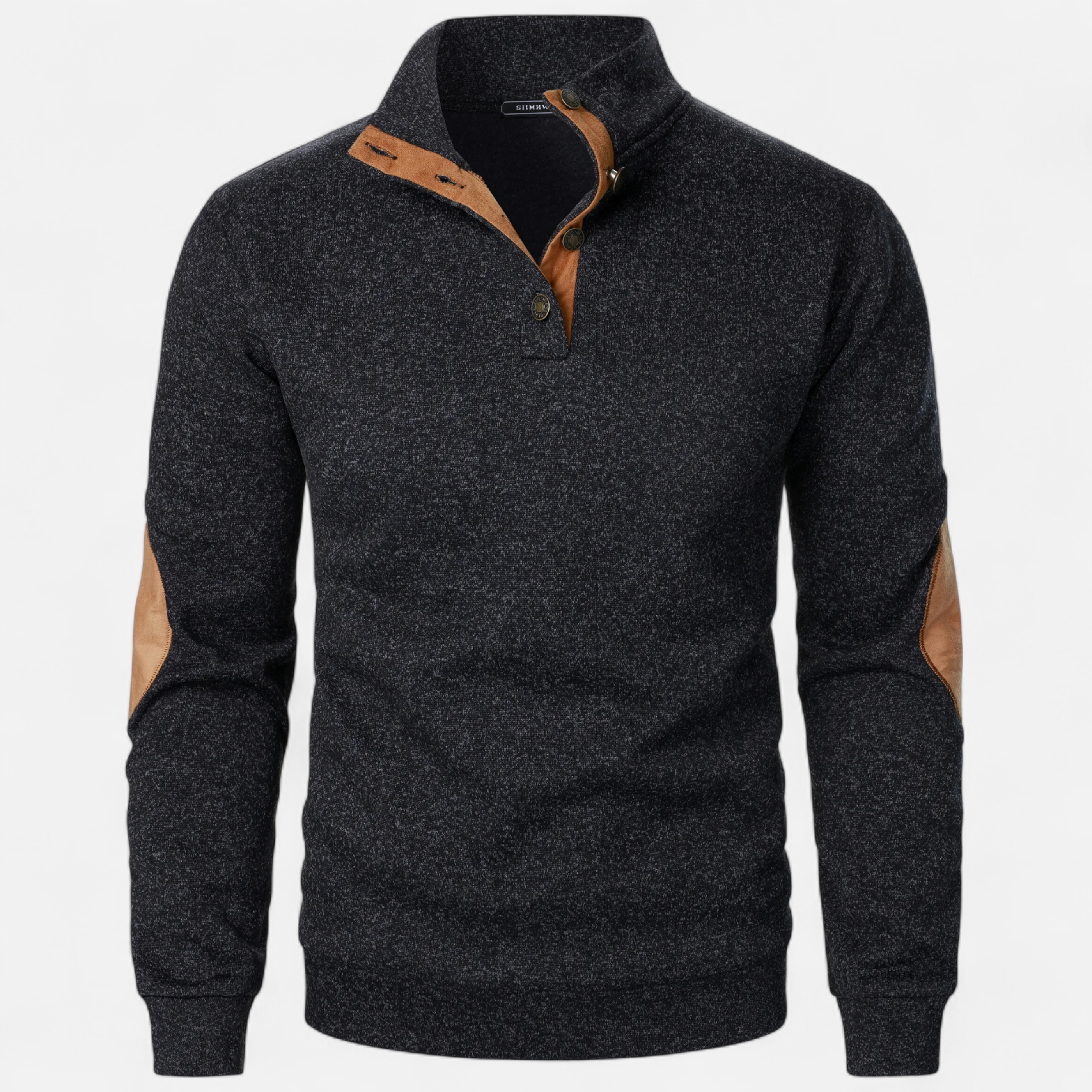 Men’s Knitted Warm Button Jumper with Stand-Up Collar