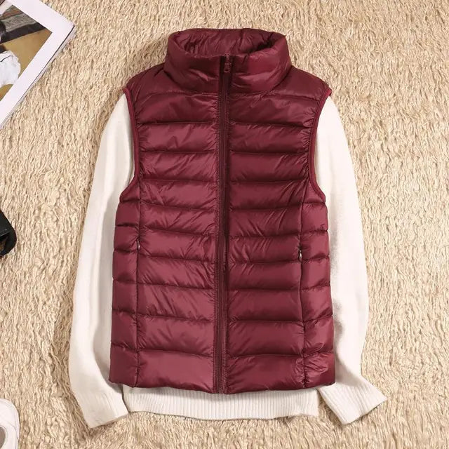Outdoor Ultra Light Down Zipper Puffer Vest for Women - Ideal Layering Companion