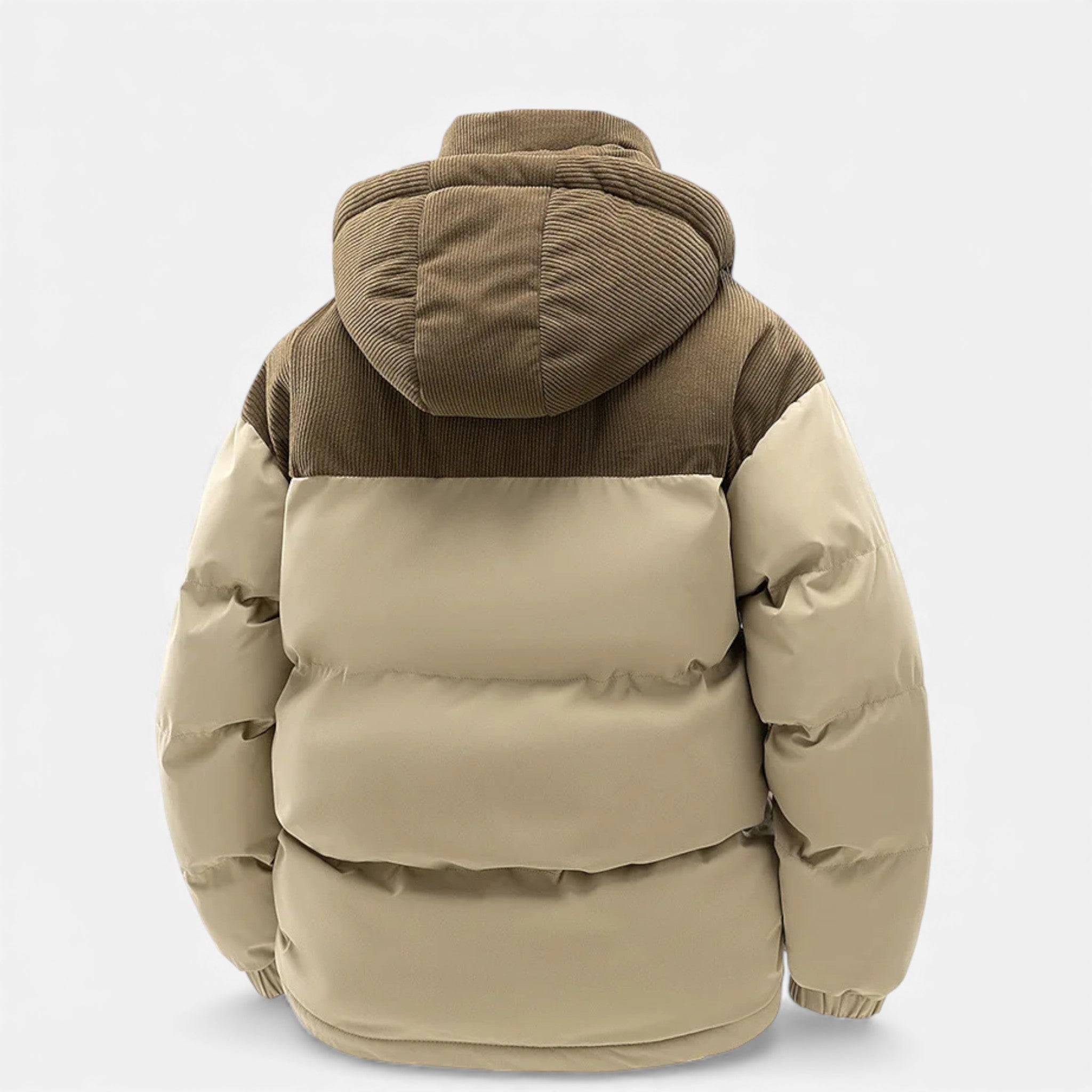 Men’s Quilted Waterproof Fleece Winter Jacket with Removable Hood and Stand-up Collar