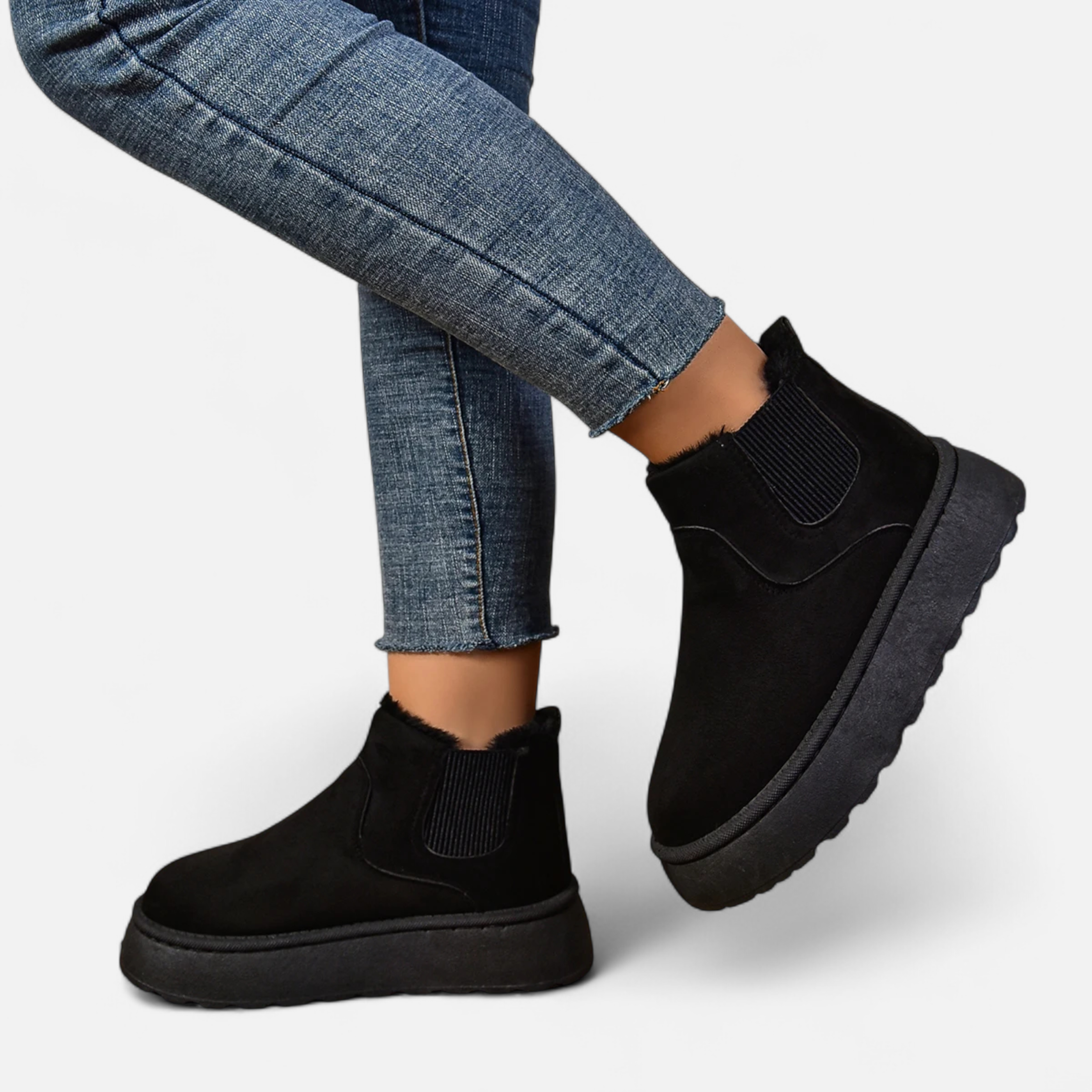 Timeless Cosy Seasonal Chelsea Plush Platform Ankle Boots for Women