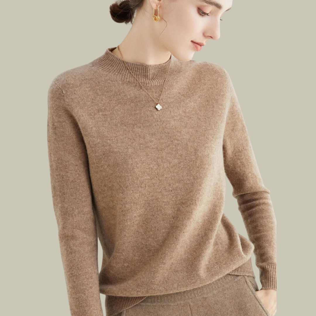 Women’s High Neck Slim Fit Sweater Elegant Fitted Winter Top