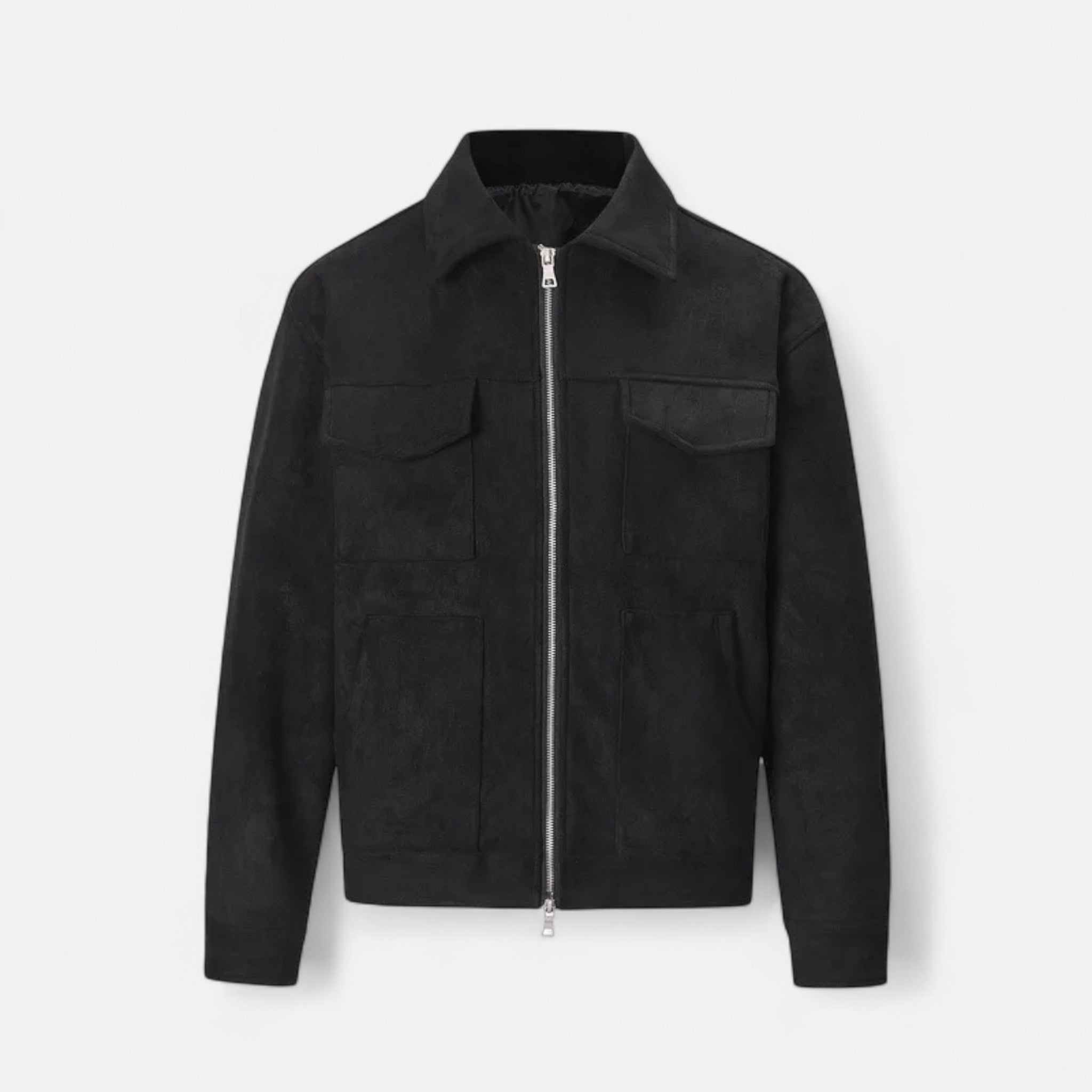 Refined Street-Inspired Collar Loose-Fit Suede Jacket for Men