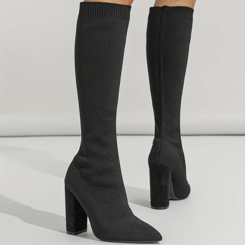 Women’s Block Heel Sock Boots Stylish Comfortable Fit