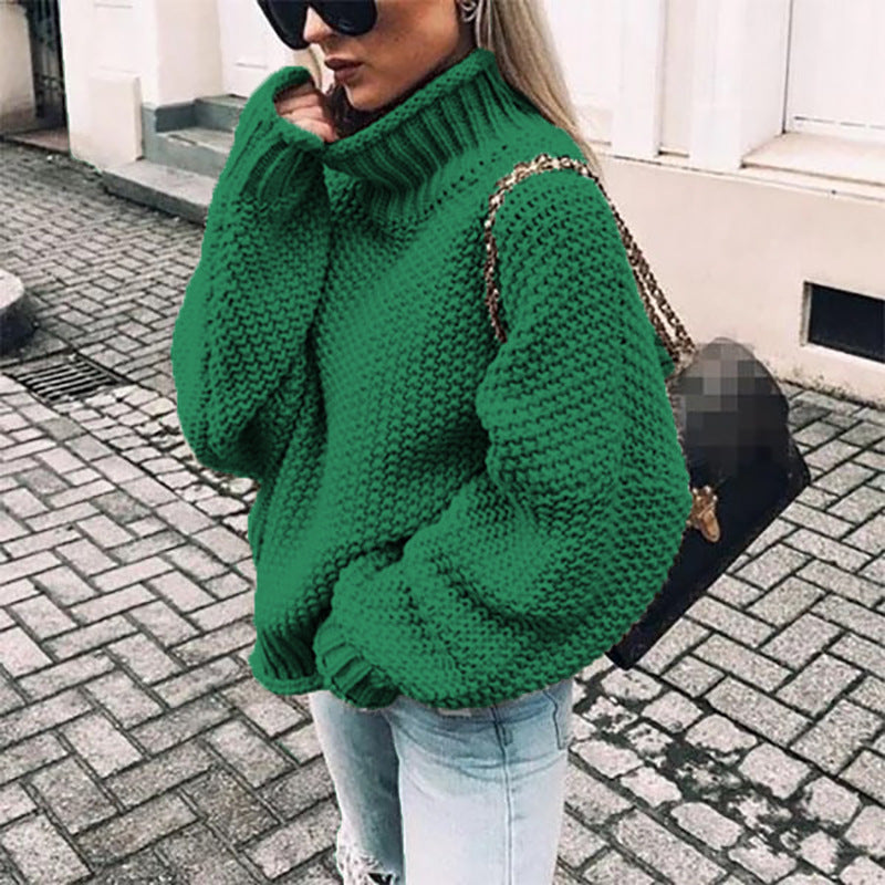 Women’s Turtleneck Chunky Knit Jumper Warm Relaxed Fit Style