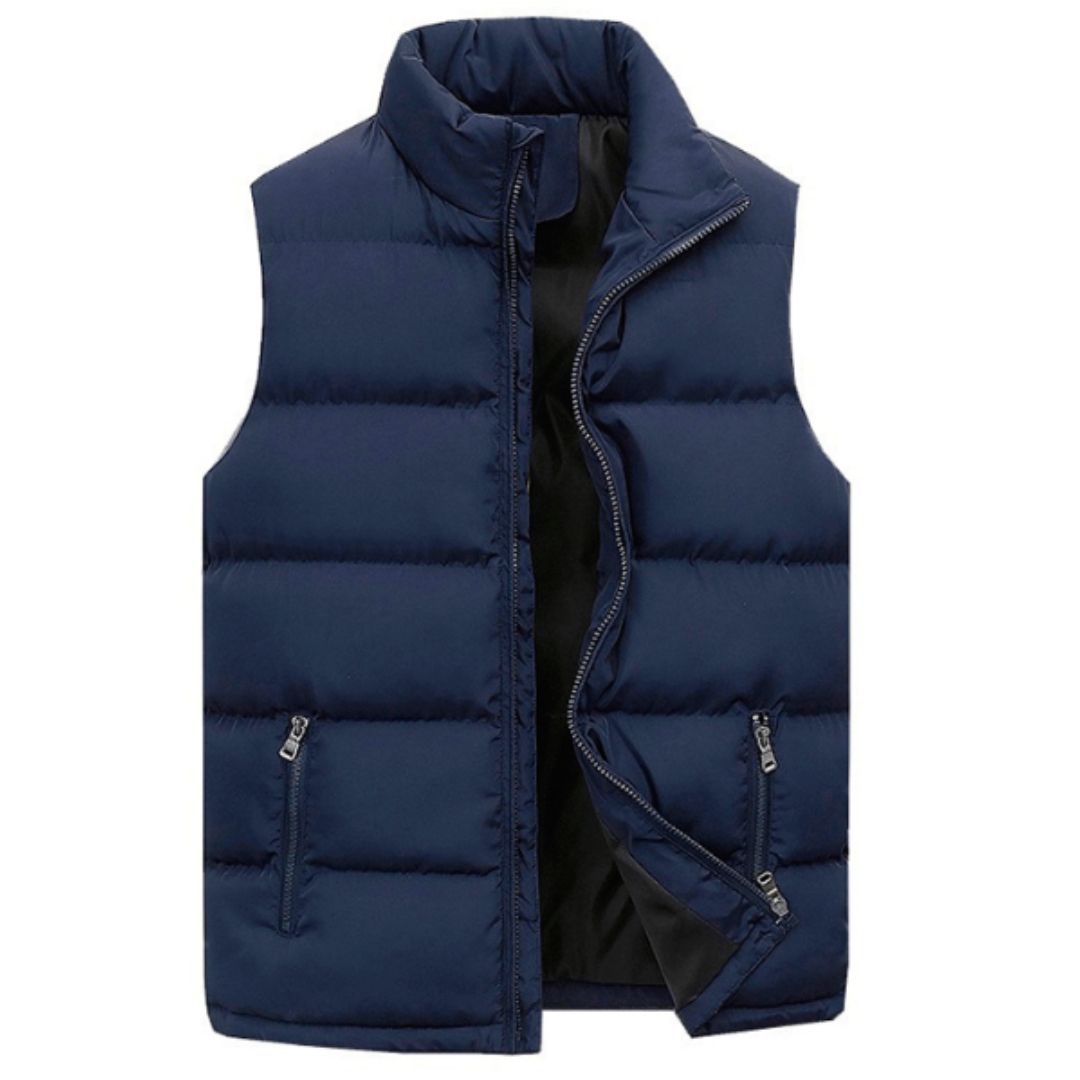 Men's Water-resistant Functional Sleeveless Puffer Jacket with High Zip Collar