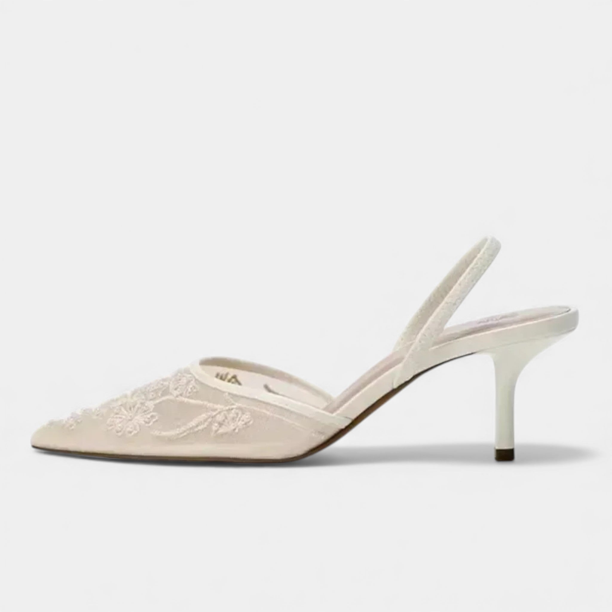 Women’s Elegant Airy Floral Embroidered Mesh Designer Heels