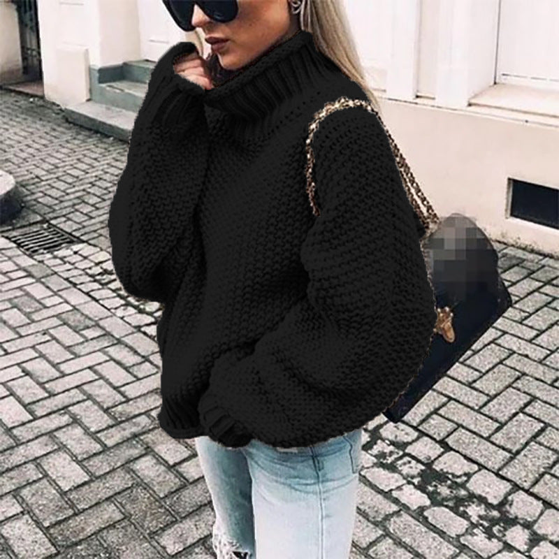 Women’s Turtleneck Chunky Knit Jumper Warm Relaxed Fit Style