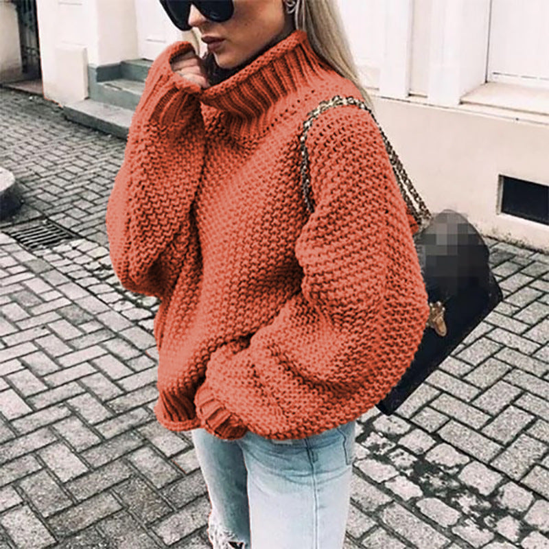 Women’s Turtleneck Chunky Knit Jumper Warm Relaxed Fit Style