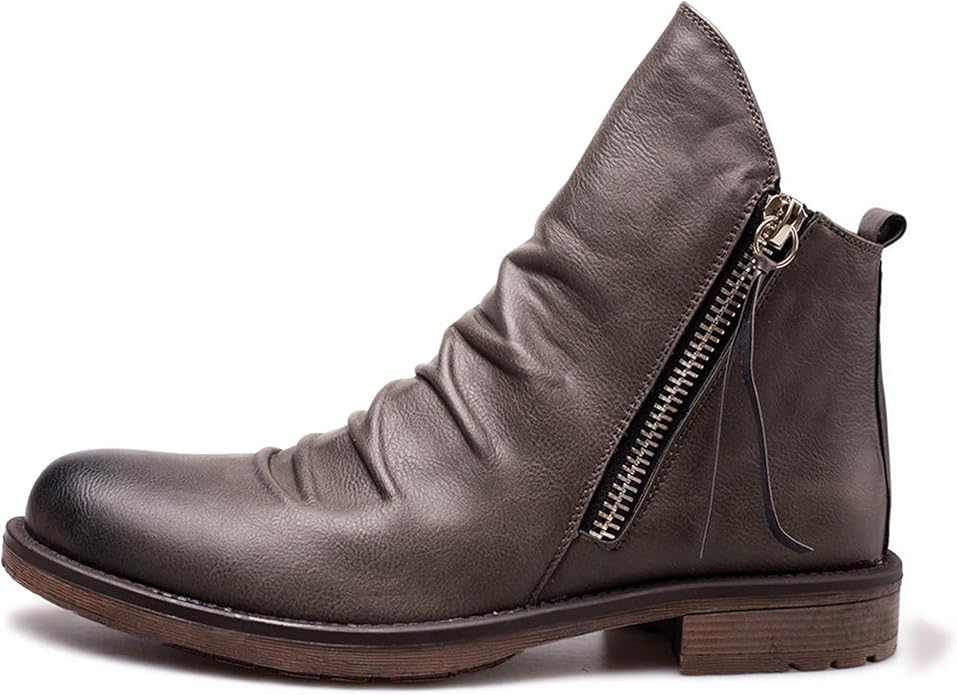 Casual Sleek Leather Zip Men’s Boots for Everyday Wear