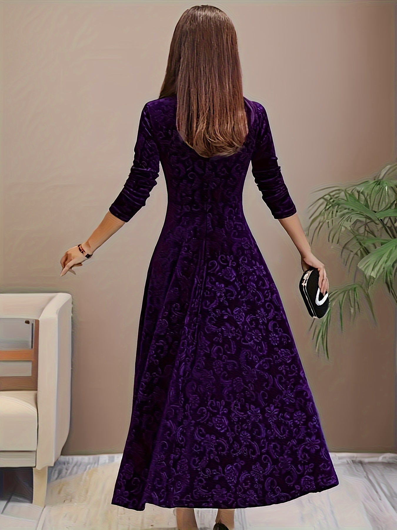 Women’s Elegant Square Neck Evening Dress