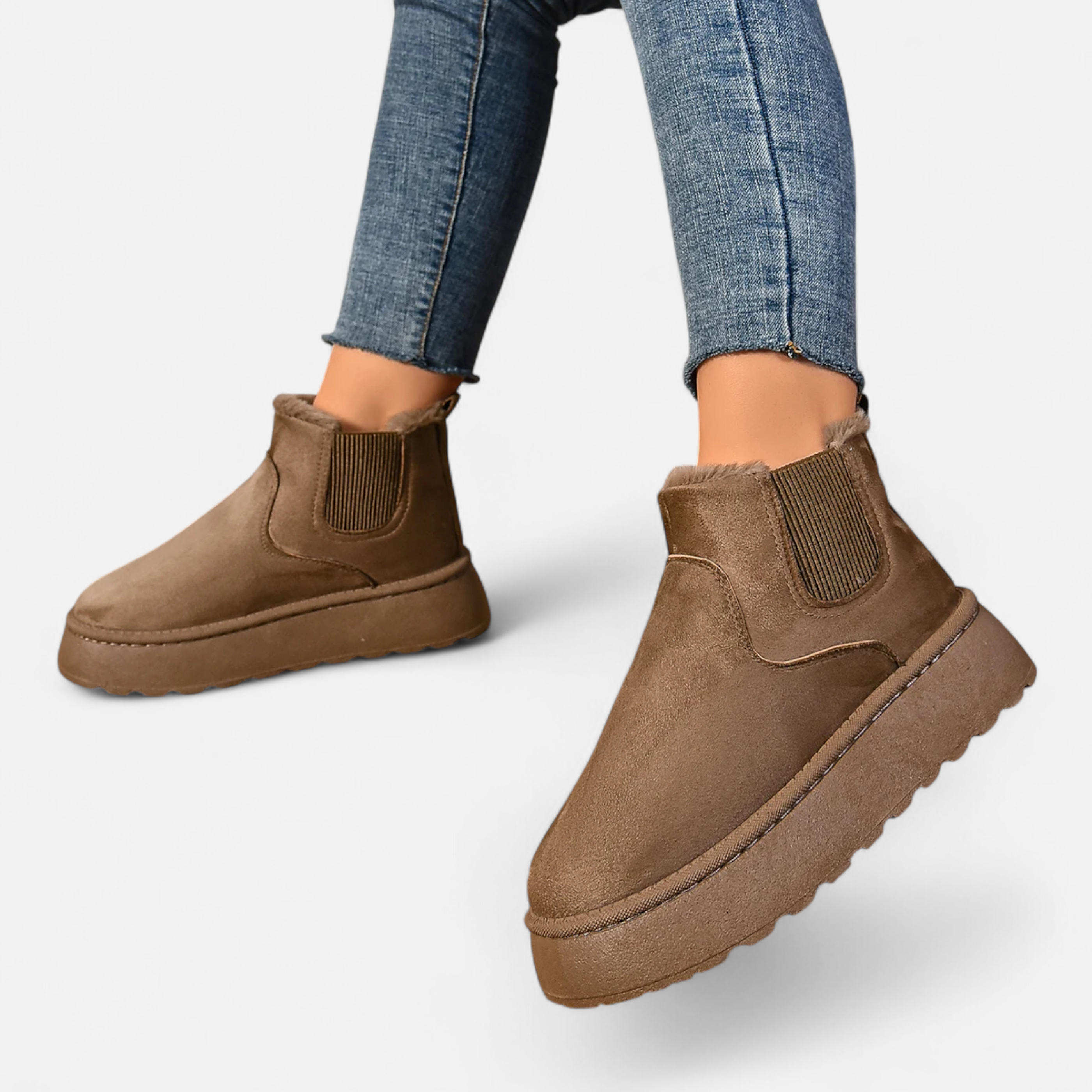 Timeless Cosy Seasonal Chelsea Plush Platform Ankle Boots for Women
