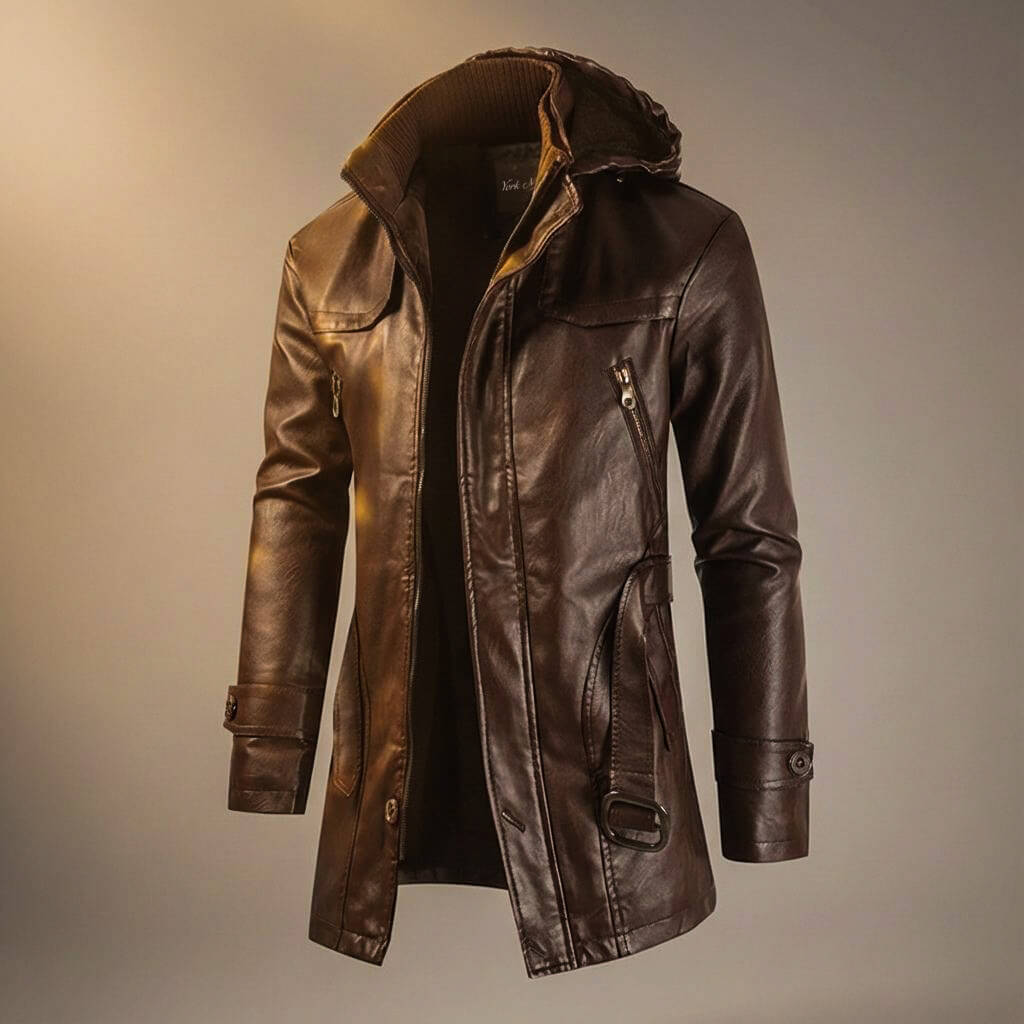 Alvin | Men’s Premium Leather Hooded Jacket