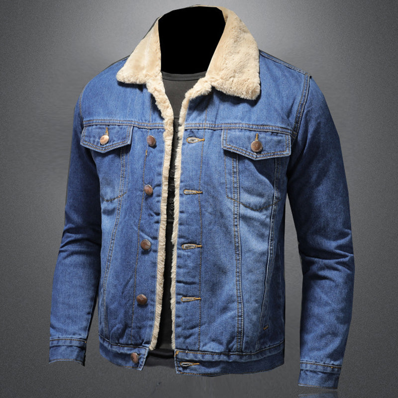 Men's Classic Warm Lined City Denim Outdoor Jacket