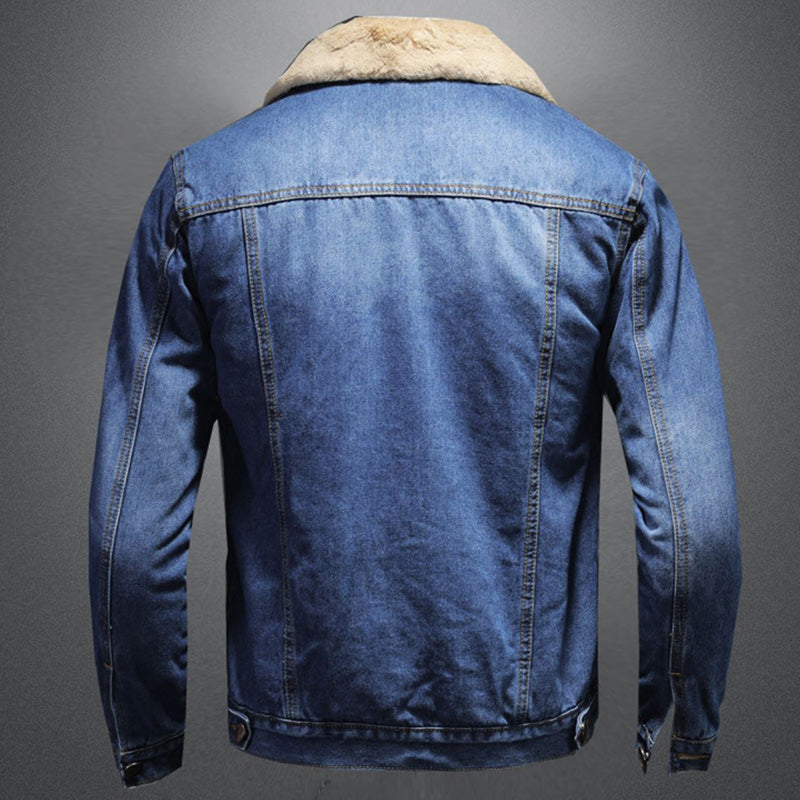 Men's Classic Warm Lined City Denim Outdoor Jacket