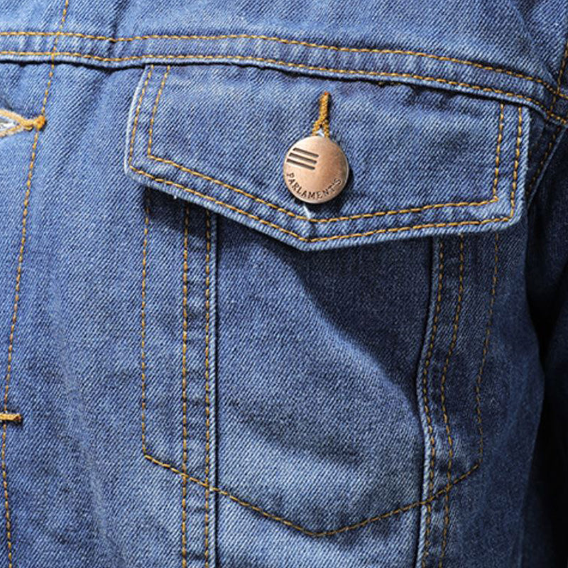 Men's Classic Warm Lined City Denim Outdoor Jacket