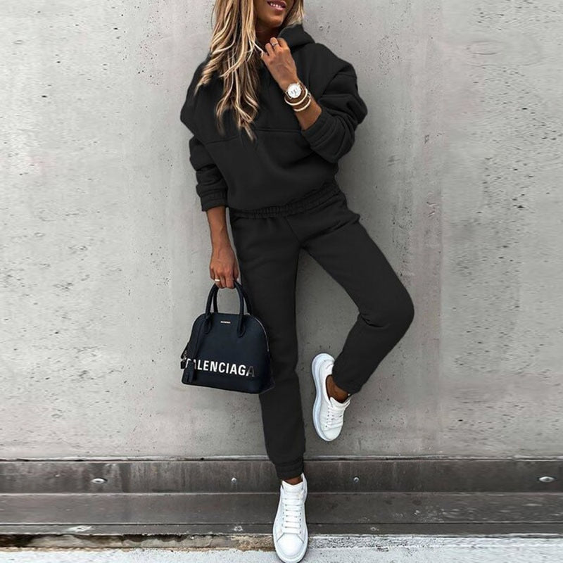 Functional two pieces tracksuit set for women - Casual Hooded and Trouser