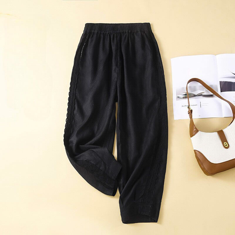 Mimi | Women’s Embroidered Cotton-Linen Pants