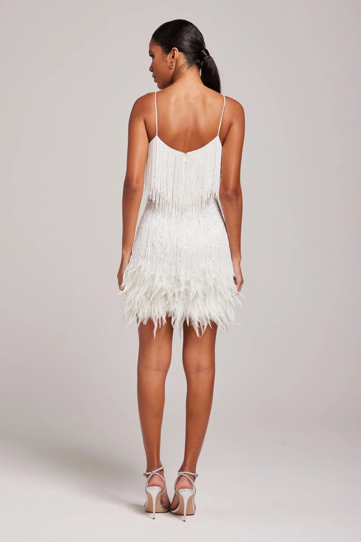 Women’s Elegant Party Night Cocktail Dress with Fringe Feathers