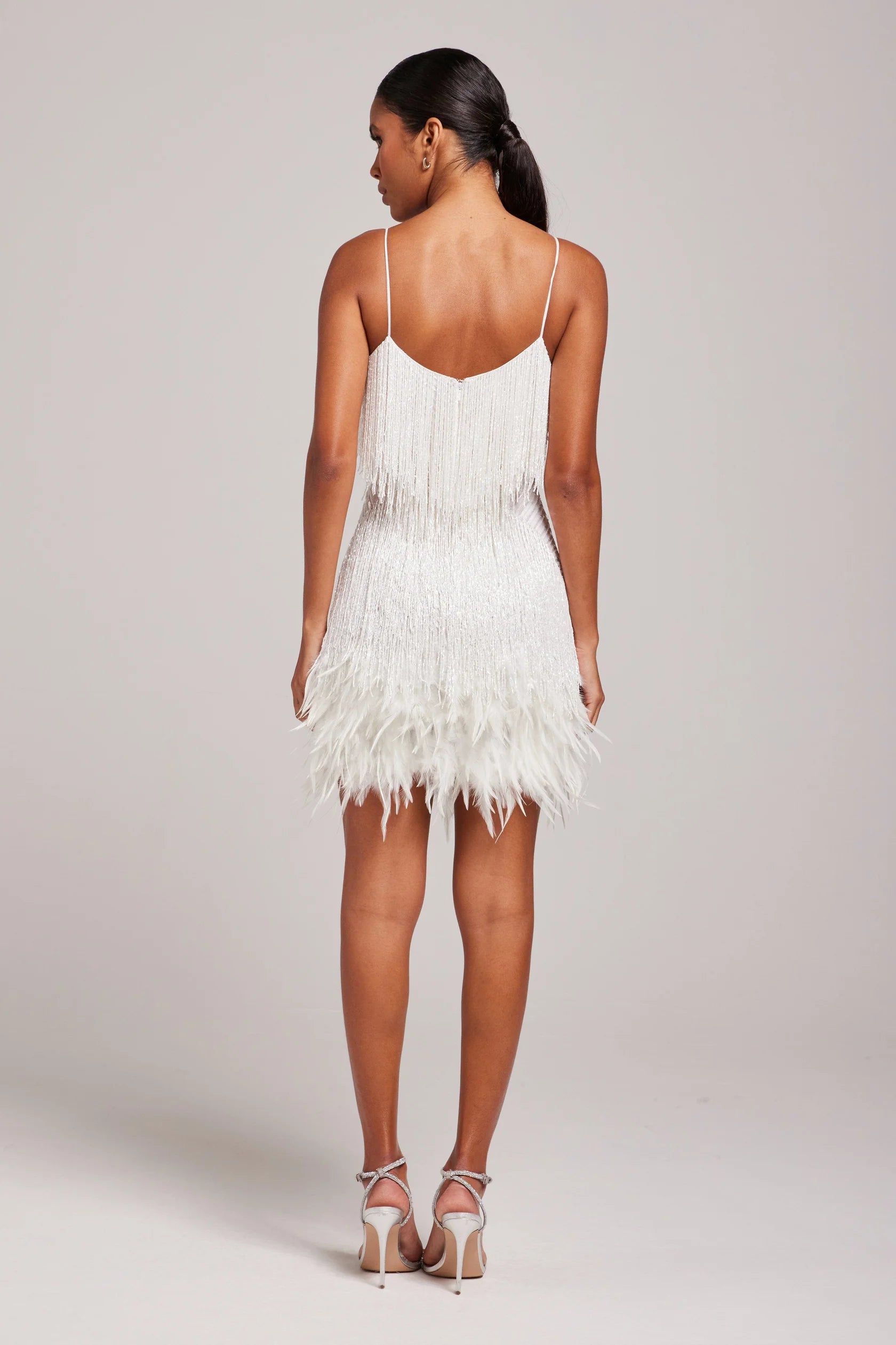 Women’s Elegant Party Night Cocktail Dress with Fringe Feathers