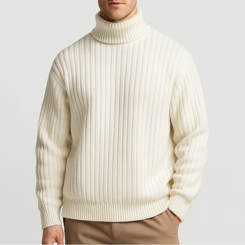 Ribbed Knit Turtleneck Sweater