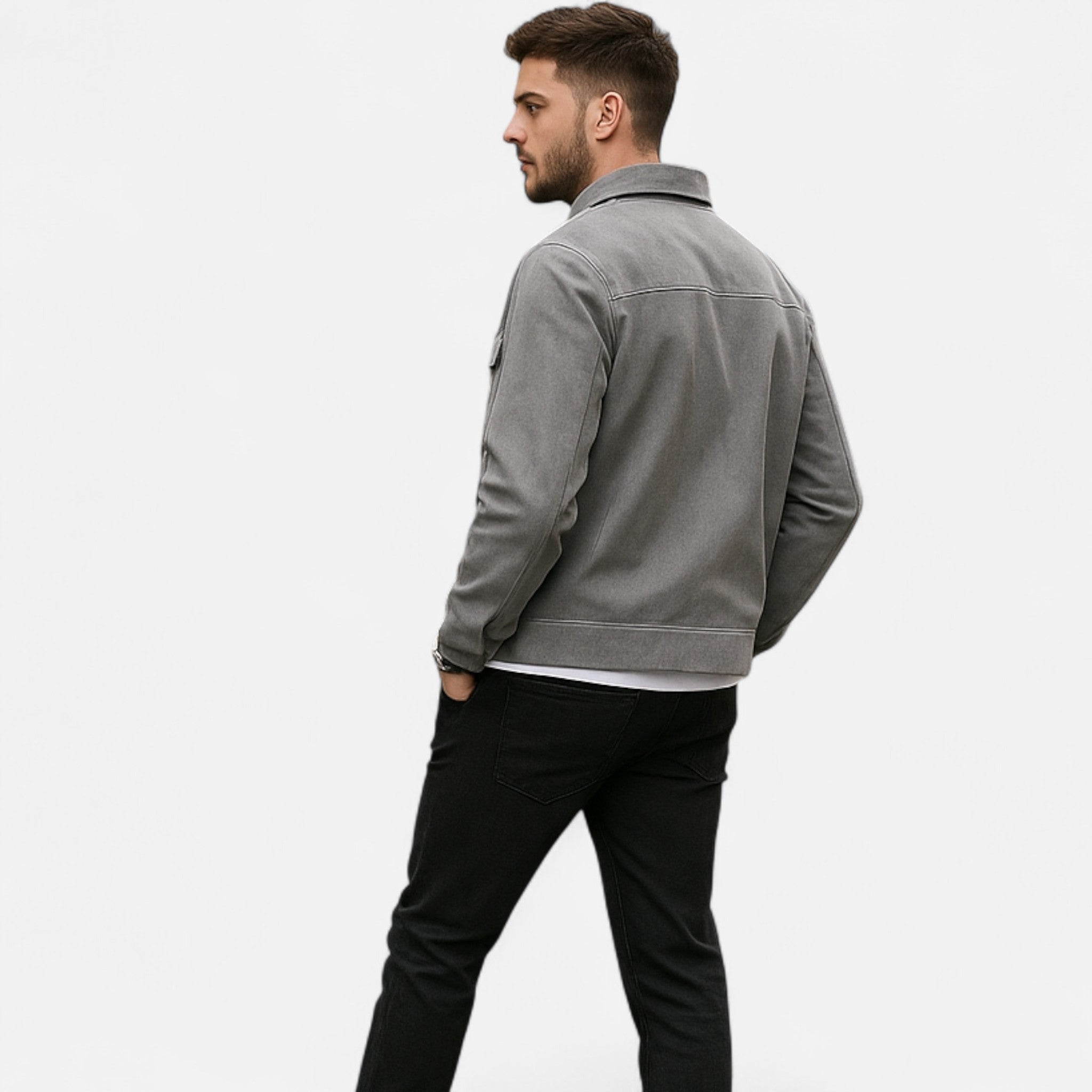Refined Street-Inspired Collar Loose-Fit Suede Jacket for Men