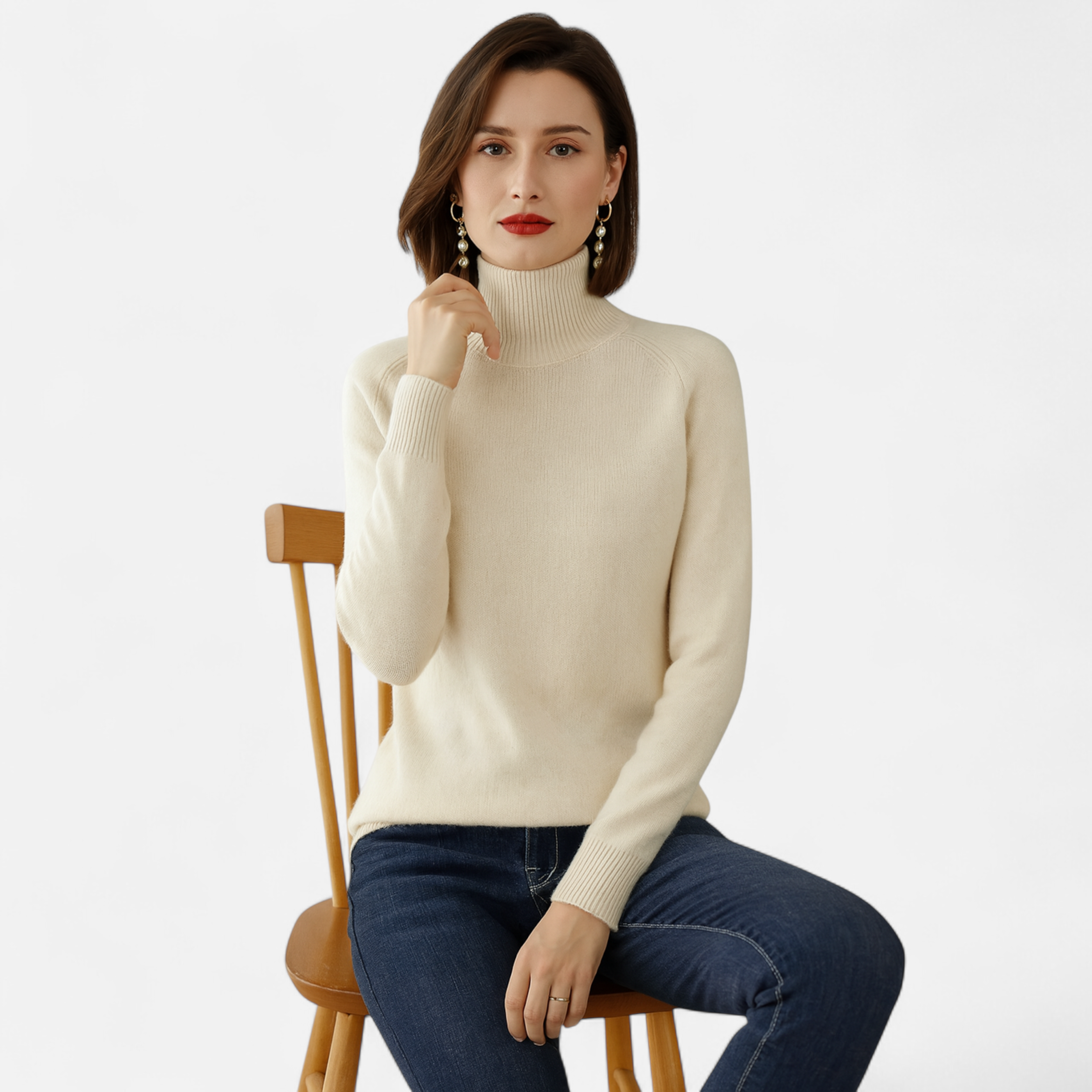 Timeless Merino Warm Mock-Neck Sweater for Women
