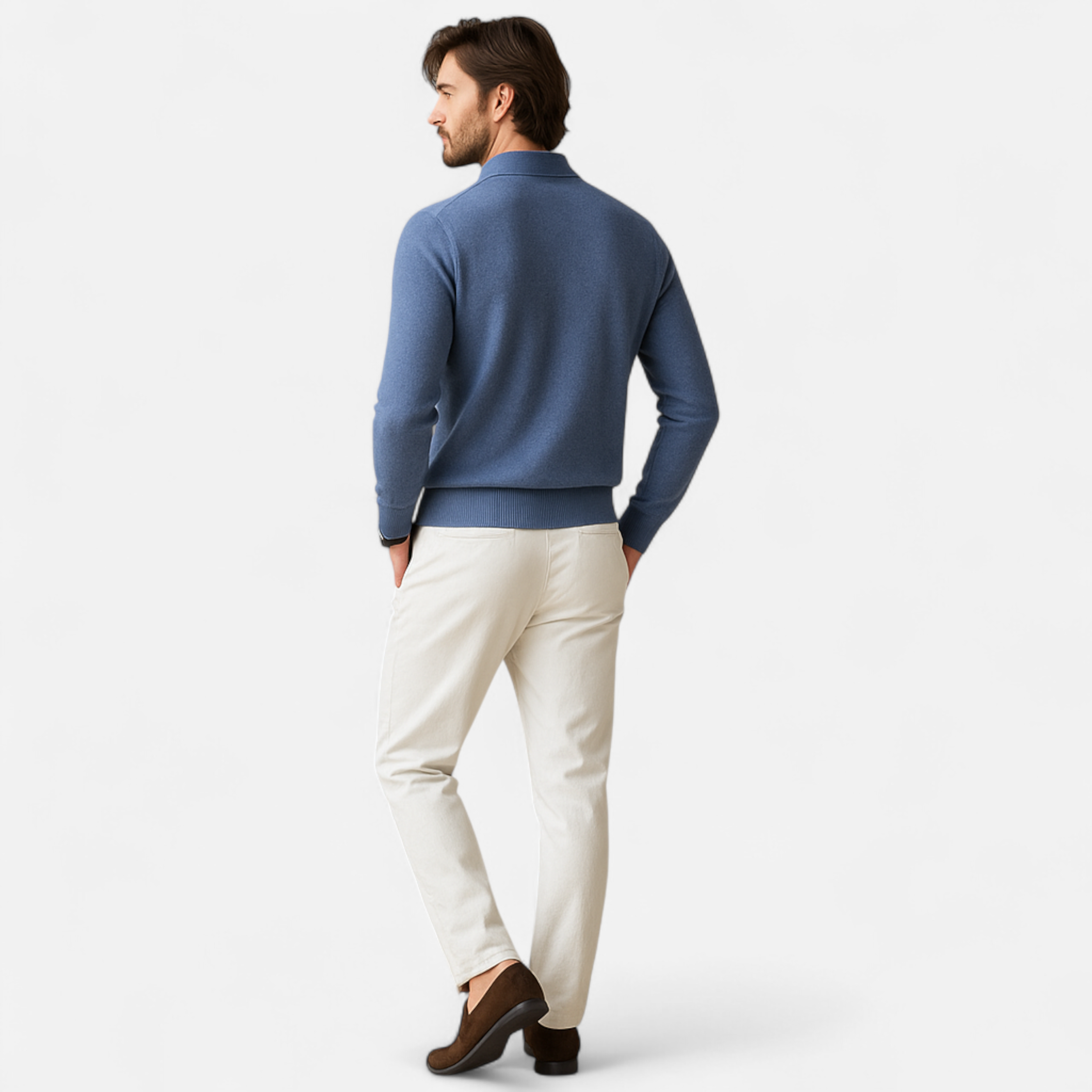 Smart-Casual Warm Merino Polo Sweater for Men
