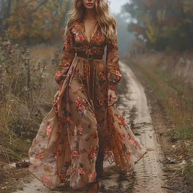 Women's Casual Elegance Bohemian Ruffled Maxi Dress