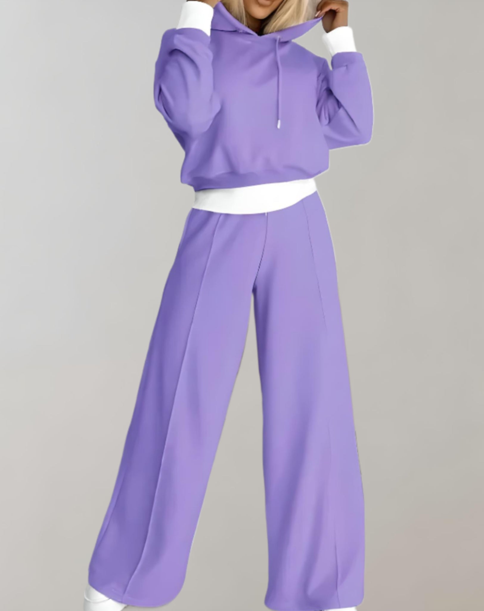 Women's Hoodie and Wide-Leg Trouser Sporty Two-Piece Tracksuit Set