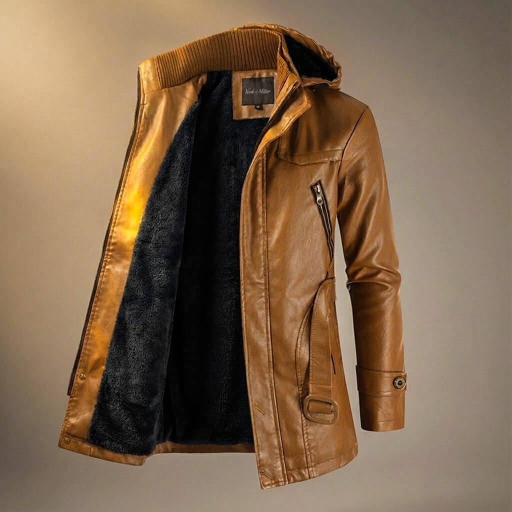 Alvin | Men’s Premium Leather Hooded Jacket