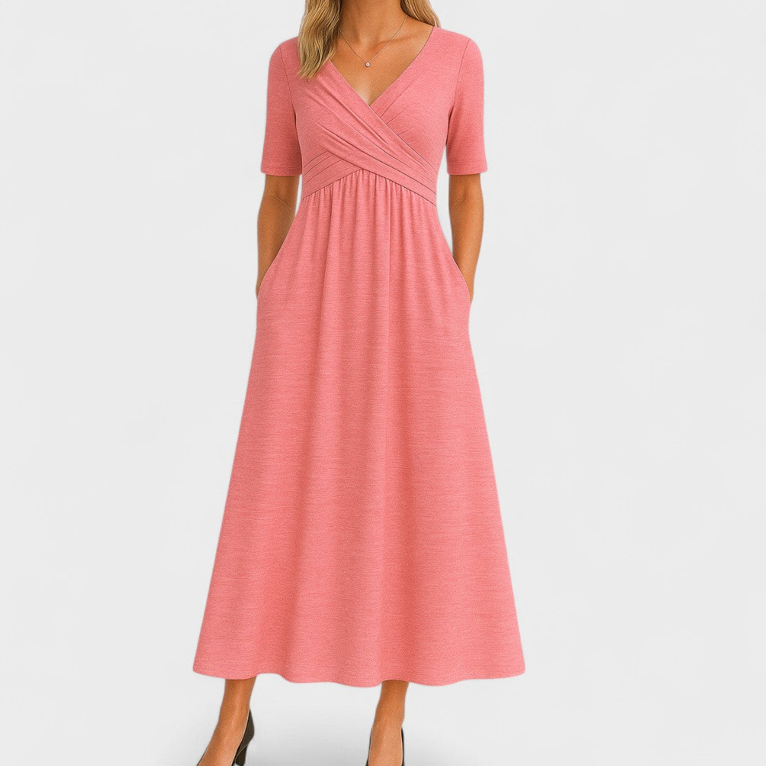 Women’s V-Neck Midi Dress Chic Elegant Style