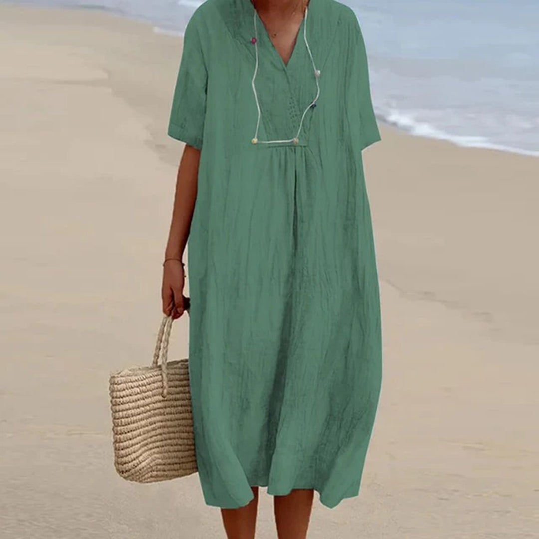 Women’s Flattering Draped Midi Summer Dresses for Occasion