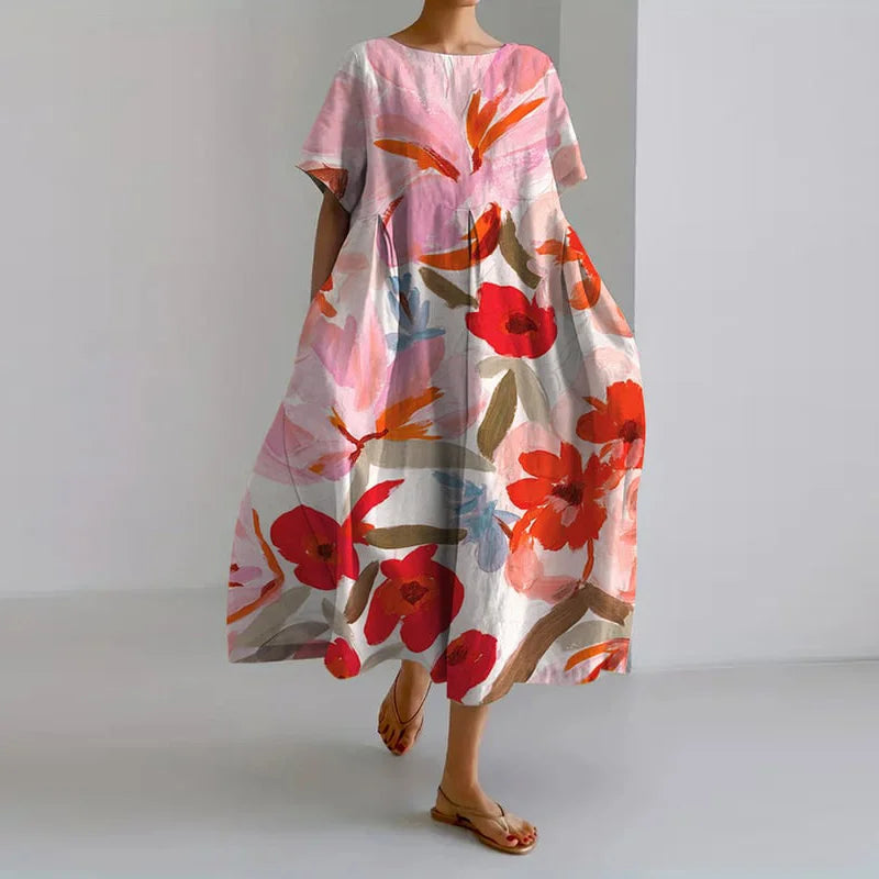 Women’s Summer Dress with Flowing Multicolored Floral Style