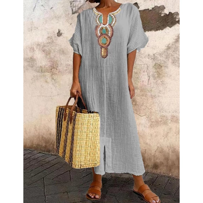 Women’s Ethnic Embroidery Relaxed Maxi Summer Dresses