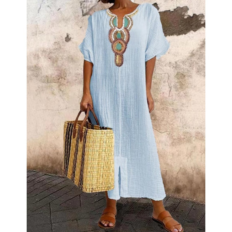 Women’s Ethnic Embroidery Relaxed Maxi Summer Dresses