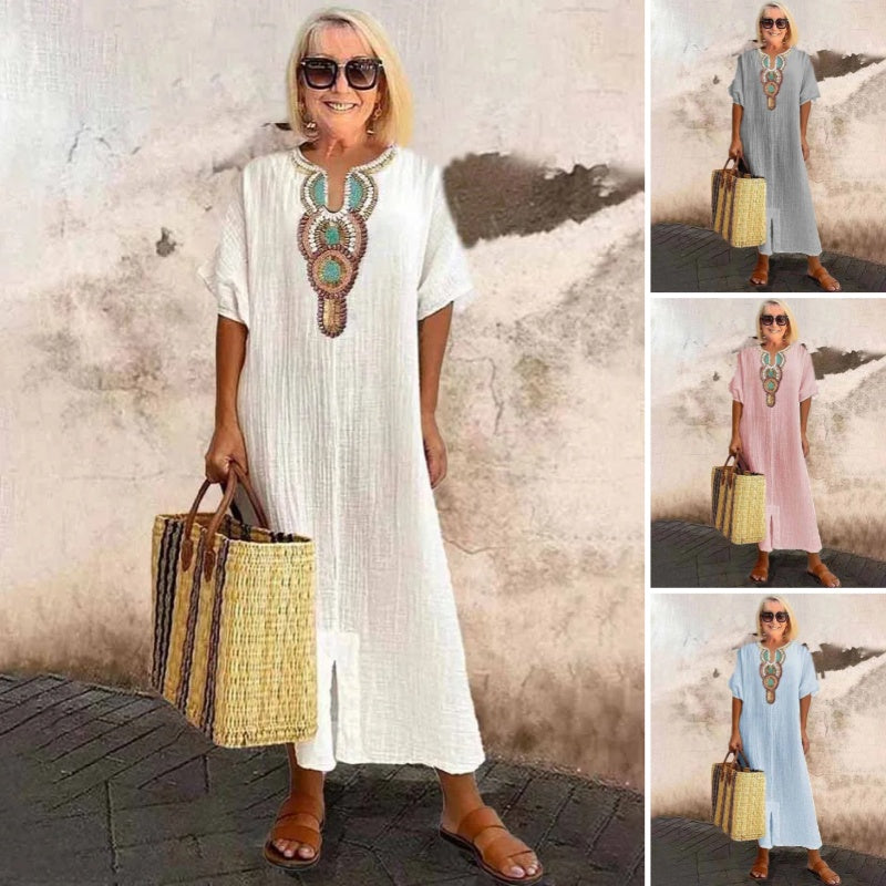 Women's Embroidered Outdoor Relaxed Maxi Dress