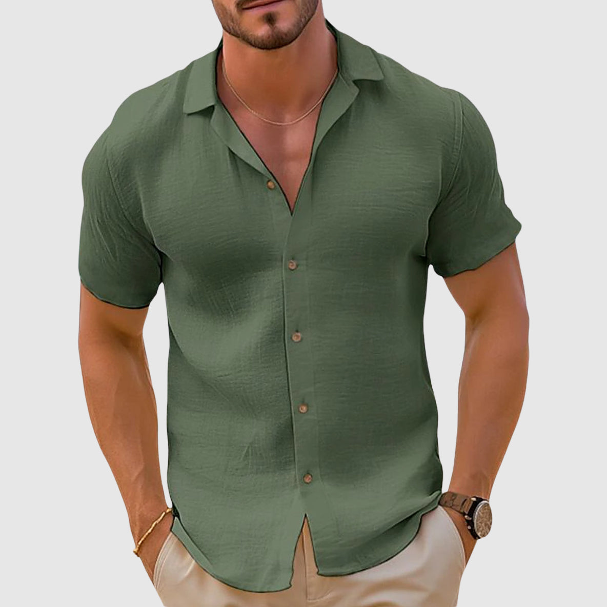 Men's Stylish Breathable Adventure Button Shirt with Classic Collar