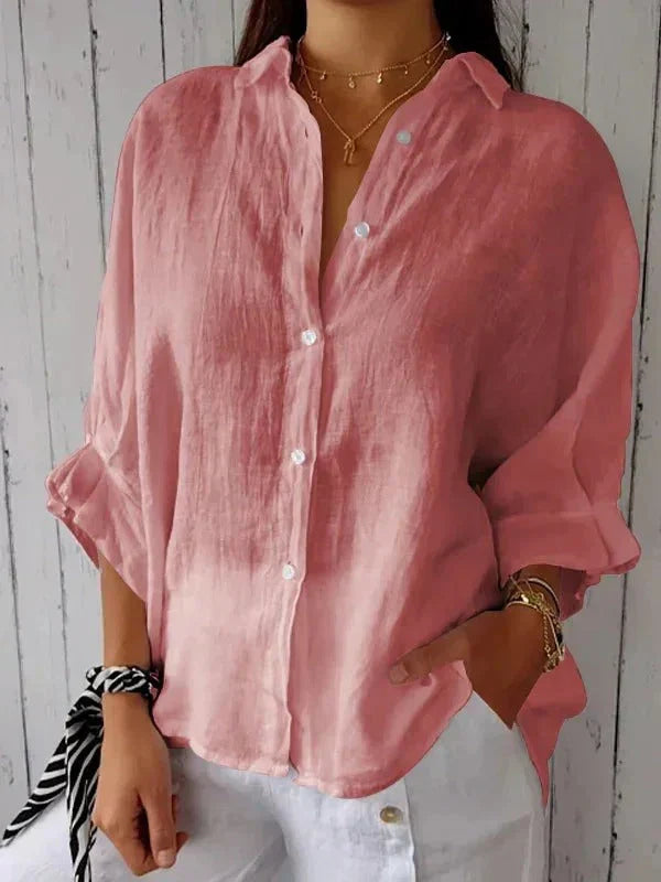 Women's Versatile Summer Relaxed Button Shirt with Adjustable Cuffs