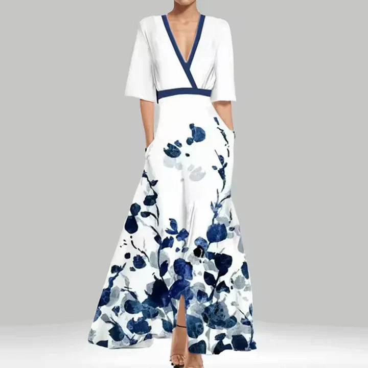 Enchanted Flowing Bloom Subtle Drape Wrap Maxi Dress for Women