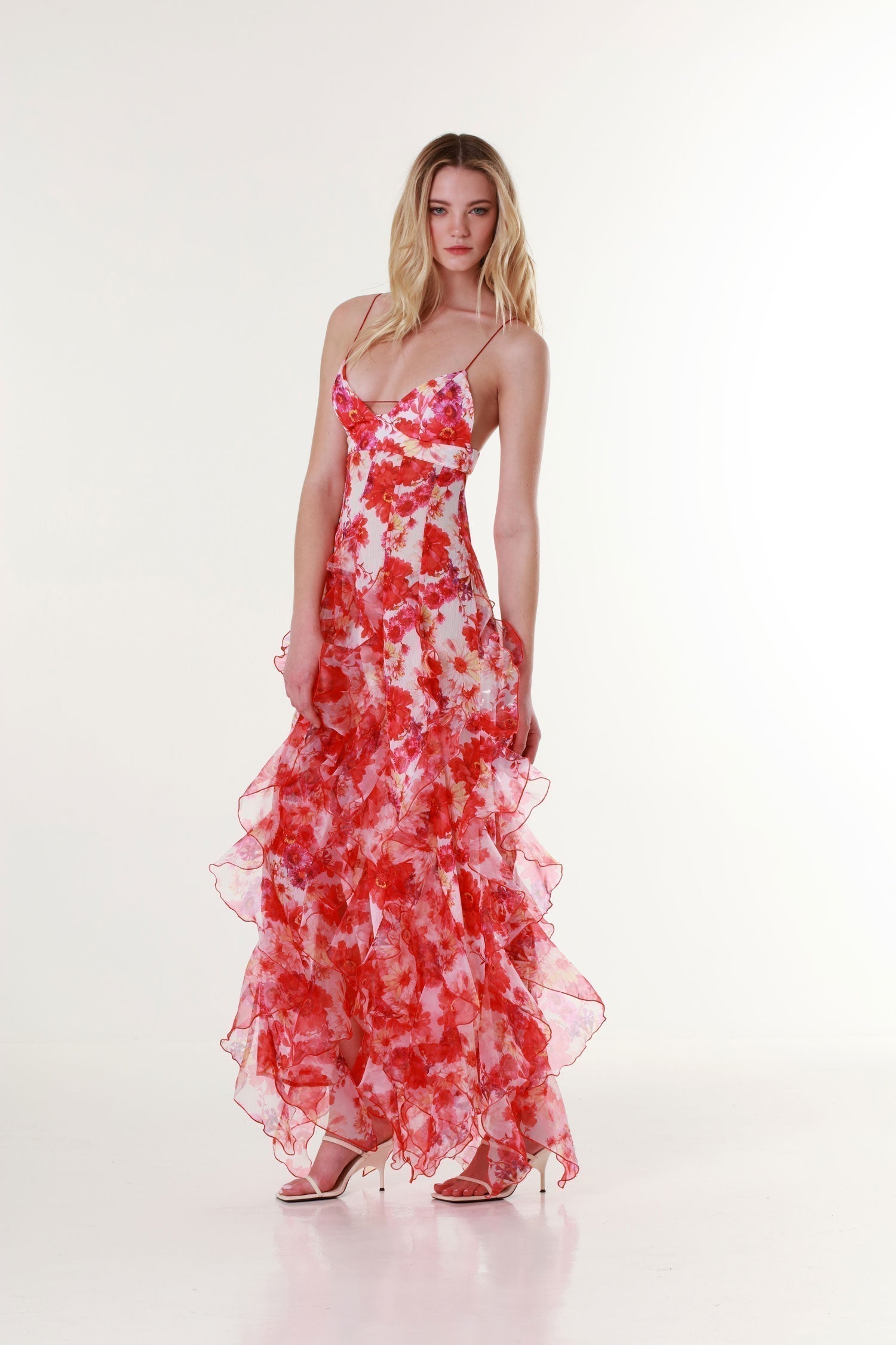 Women's Enchanting Plunging Neckline Floral Maxi Dress for Special Events