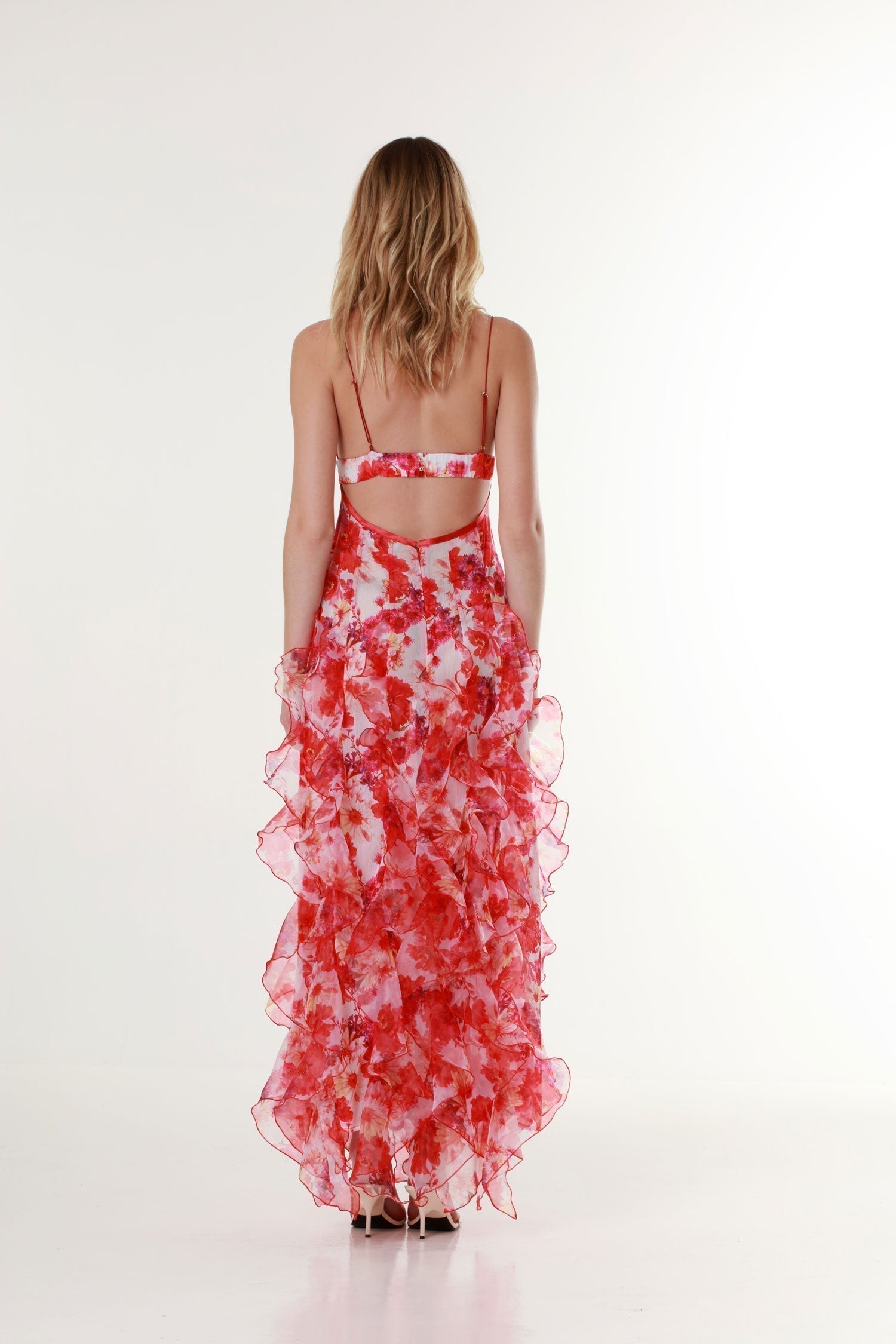 Women's Enchanting Plunging Neckline Floral Maxi Dress for Special Events