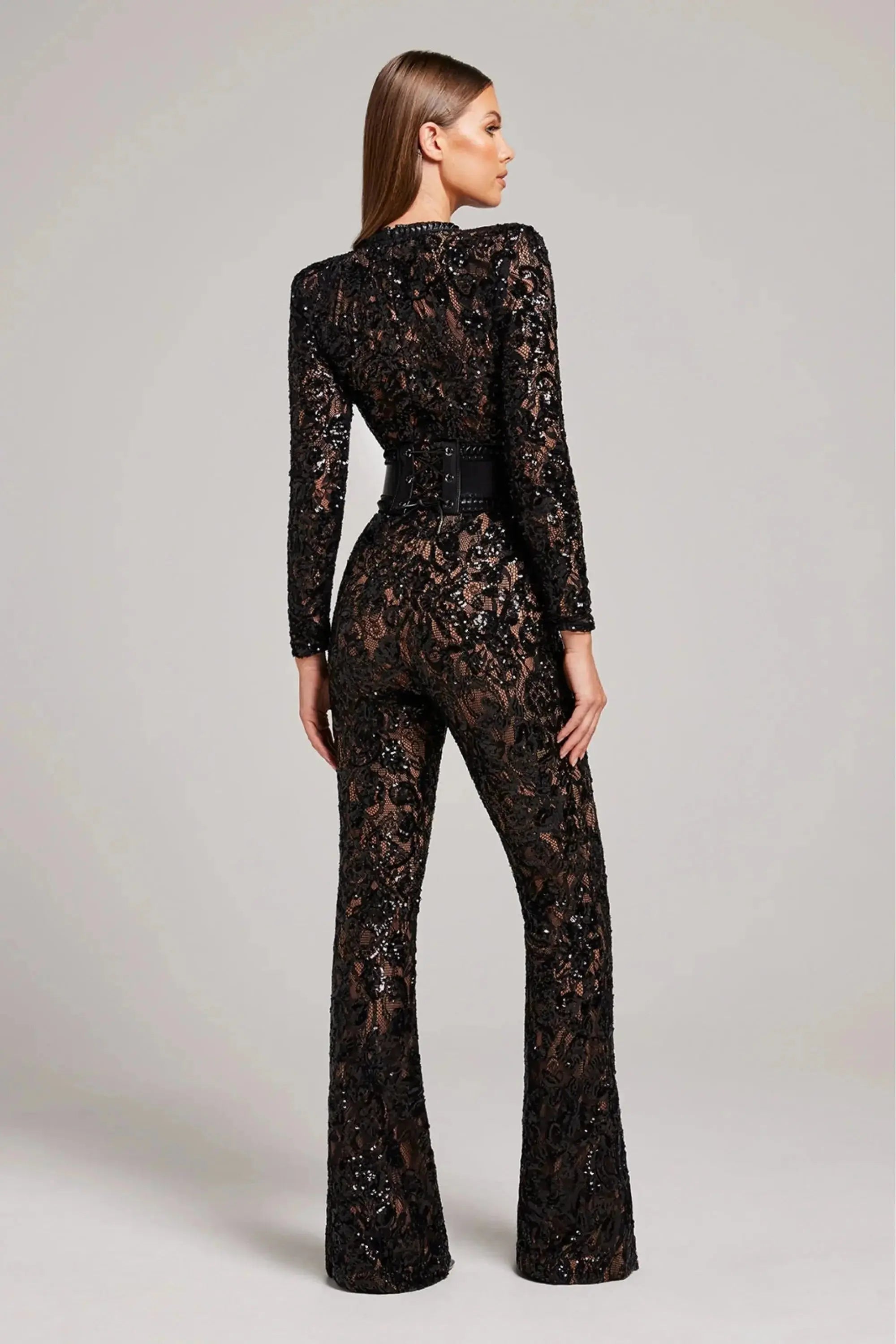 Olivie | Women’s Embellished Flared Evening Jumpsuit